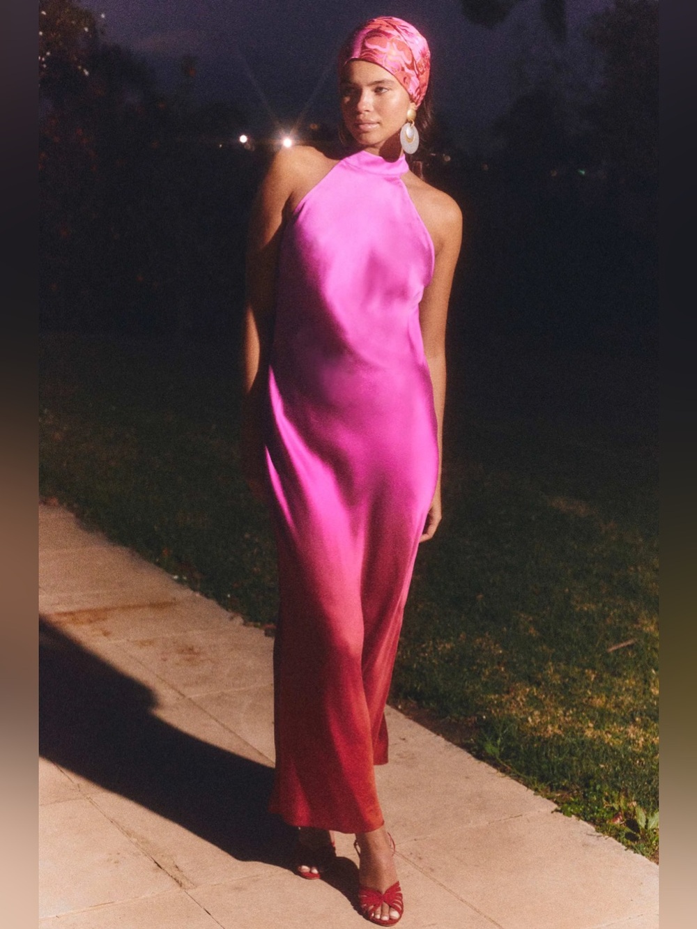 RIXO Savona Silk Midi Gown Dress Pink Red Ombre Size US 2 - Picture 10 of 10